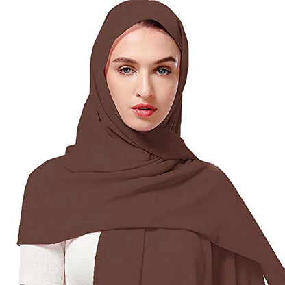 Yeieeo Chiffon Head Wraps for Women - Solid Color Fashion Bubble Chiffon Scarf Hijab - color: Coffee