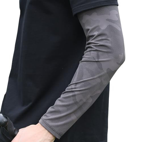 Arm Sleeves for Men, Loose Fit Non-Sticky, Cooling UV Sun Protection Arm Sleeves for Baseball Basketball Golf Hiking - color: Camouflage Grey, size: 3X-Large