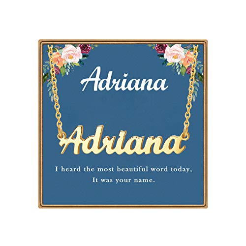 Ldurian Custom Name Necklace, Personalized Name Plate Pendant Necklace Pre Gifts, Charm Pre-made Jewelry for Mom Mama Birthday Anniversary - size: 15 Adriana