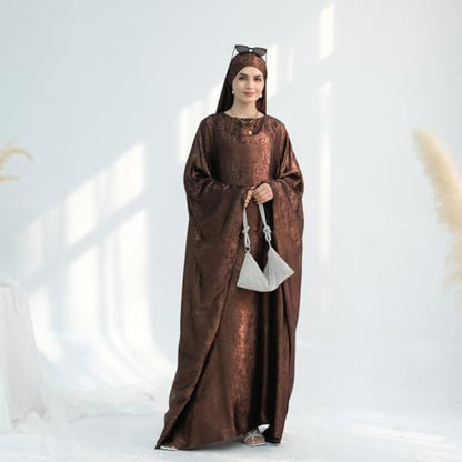 ODIZLI Abayas For Women Muslim Metallic Shiny Hijab Prayer Dress Arabic Kaftan Dubai Turkey Islamic Dress - color: Coffee, size: 1