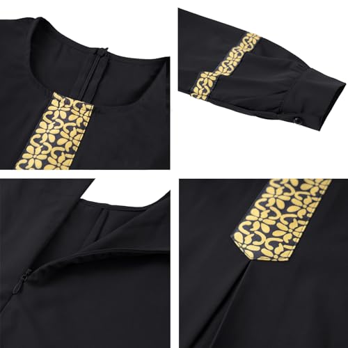 WSPLYSPJY Womens Muslim Abaya Dress Zipper Islamic Robe Pockets Maxi Prayer Clothes with Hijabs - color: Black, size: X-Large