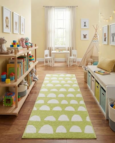 Rugs.com Whimsy Kids Collection Rug – 6 Ft Runner Pastel Green Medium-Pile Rug Perfect for Hallways, Entryways - color: Pastel Green, size: 2' x 6' Runner