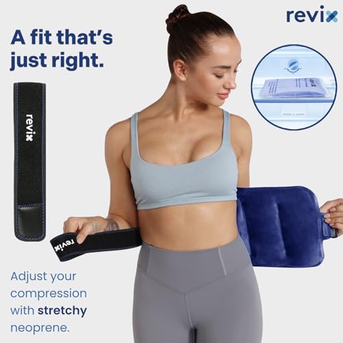 REVIX Ice Pack for Injuries Reusable Gel for Lower Back & Shoulder, Navy | 16x9in Full Coverage for Lower Back, Shoulder, Hip & Knee, Cold Compress Therapy, Hands-free Strap, Long-lasting Gel - style: Navy-Pack 1