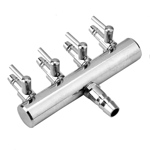 Aquarium Air Valve, Air Splitter Aquarium Tubing Connectors, Steel Aquarium Air Pump Accessories, Aquarium Aalve Aplitter for Fish Tank Air Pumps (8 to 4mm Four-Hole Splitter Head) - size: 8 to 4mm four-hole splitter head