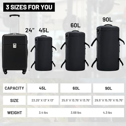MIER 여행용 캠핑 체육관 스포츠용 대형 더플 백 백팩, 45L/60L/90L | 방수, 컨버터블 더플, 탈착식 백팩 스트랩, 신발 수납 공간, 튼튼한 타폴린, 3가지 사이즈 - color: 블랙., size: 45L