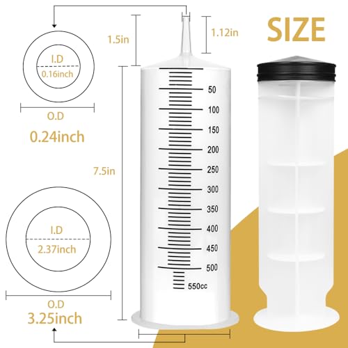 500ml Large Syringe with 27.6 Inch Tube and Blunt Needle, Sterile and Individual Sealed, Plastic Garden Syringe for Liquid, Paint, Epoxy Resin, Oil, Watering Plants, Refilling - style: 550 ml