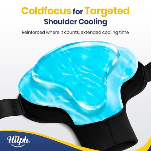 Hilph 3D Double-Layer Gel Shoulder Ice Pack Wrap Rotator Cuff Cold Therapy | Reusable Flexible Shuolder Ice Sleeve for Surgery Recovery, Muscle Relaxation & Swelling, Easy to Wear & Adjustable, Large - size: Large