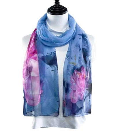 Xyueanlo Scarfs for Women Lightweight Scarves Fashion Print Floral Pattern Scarf Shawls - color: I-blue