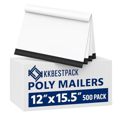 KKBESTPACK Poly Mailers Shipping Envelope Self Sealing Bags (12x15.5 500pcs) - size: 12" x 15.5" 500pcs