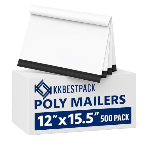 White Poly Mailers 12x15.5 in, Shipping Bags, 500 Pcs | Bulk poly mailers and shipping bags for clothes; mailing bags for packing shirts, hoodies, and apparel. - size: 12" x 15.5" 500pcs
