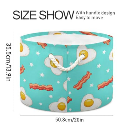 DOMIKING Large Storage Basket for Toys Egg Fries Teal Print Storage Bin Box Organizer Basket for Home Decor Pet Toy Blankets Nursery