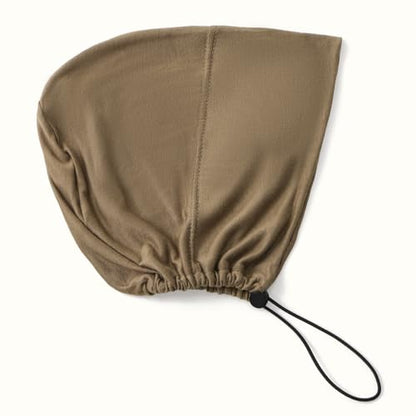 Women's Adjustable Elastic Drawstring Hijab Undercap, Soft Stretchy Jersey Underscarf Hijab Liner Hat - color: Khaki