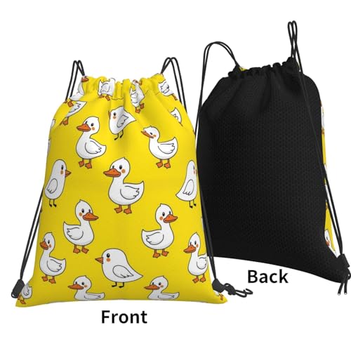 Unisex Lightweight Gym Sack Cute Rubber Duck Chick Yellow, Polyester Drawstring Bag for Workout, Training and Beach - color: Pattern (364)