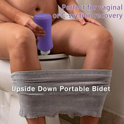 Peri Bottle for Postpartum, Portable Bidet, Perineal Bottle for Postpartum Essential, 17 OZ Upside Down Peri Bottle for Postpartum Recovery, Postpartum Care with Carrying Bag (Purple, L) - size: L
