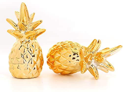 Gold Small Animal Statue Pineapple Statue Decor Modern Style Ceramic Pineapple Figurine Statues for Home Decor Accents Living Room Office Table Bookshelf Desk Bedroom Decorative Objects - size: Pineapple