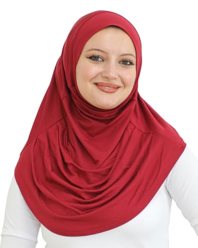 Prien Plain Ready To Wear Hijab for Women, Muslim Instant Turbans, Soft Jersey Scarf, Islamic Clothes, Long Hijabs, Abaya - color: Burgundy