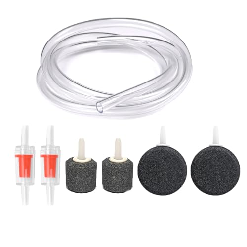 7 Pack Aquarium Air Pump Airline Tubing Replacement with Aquarium Air Stones Aquarium Check Valves for Dual Outlet Aquarium Electric Air Pump Fish Tank Aerator Buckets Oxygen Air Bubbler