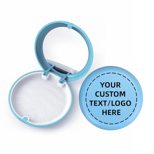 100PCS Customized Retainer Case with Mirror,Solid Cute Slim Aligner Case, Magnetic Closure Orthodontic Retainer Cases for Home, Travel, Work (DIY-Blue with Mirror) - color: DIY-Blue with Mirror