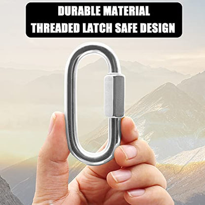 Anvin 2 Pack Quick Link M8 5/16 Inch Heavy Duty Carabiner D Shape Chain Links 1500LB Capacity Repair Utility Links Safety Chain Connector for Camping Outdoor Equipment Locking Hammocks Harness Leash - style: Oval, 3 Inch, 2 Pack