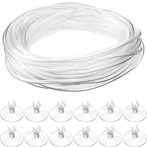 Boao 12 Pcs 32.8 ft Aquarium Co2 Proof Tubing Clear Airline Tubing Co2 Hose 5/16 Inch Suction Cups Aquarium Air Pump Accessories for Fish Tank