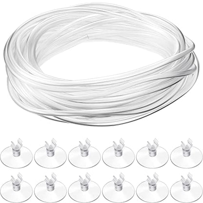 Boao 12 Pcs 32.8 ft Aquarium Co2 Proof Tubing Clear Airline Tubing Co2 Hose 5/16 Inch Suction Cups Aquarium Air Pump Accessories for Fish Tank