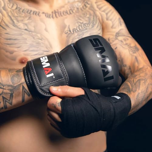 SMAI Elite85 Leather MMA Grappling Gloves - Competition Punching Mitts and MMA Gear for Men, Women and Youth - Made for Martial Arts Sparring, Punch Training and Bag Work. - size: Small