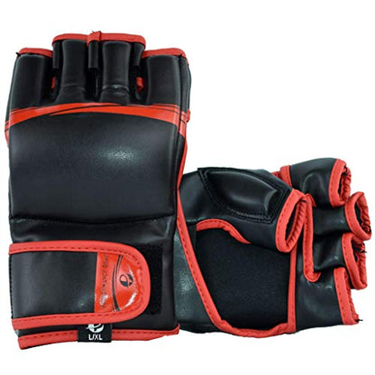 PFG Elite MMA Gloves - High Grade Artificial Leather - MMA Boxing Muay Thai Training & Fight - color: Red, size: Small-Medium