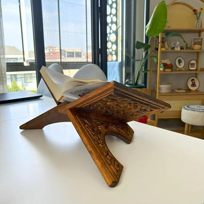 Wooden Portable Book Stand | Adjustable Reading Table | Cookbook Holder | Laptop, Notebook Stand | Dictionary Stand