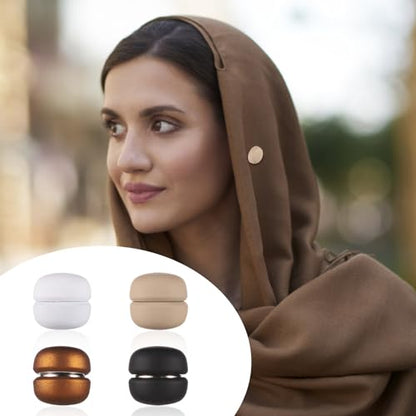 4pcs Strong Magnetic Hijab Pins, Multi-Use Pinless Brooch Round Style Hijab Magnets No-Snag Scarf Clasp for Women Clothes Shirts Scarves (Matte)