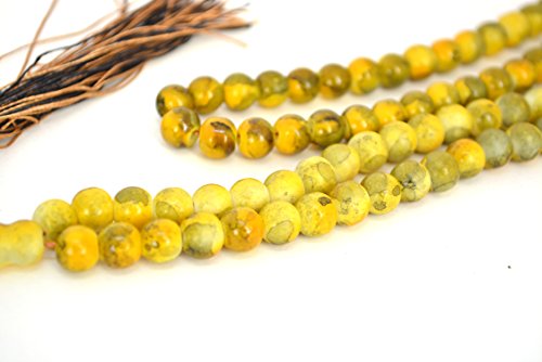 Islamic Prayer Beads - Misbaha Tasbih 99 Glass Bead Necklace - color: Lime Green W/ Orange and Black Tassel