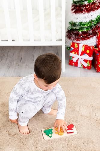 Pearhead 3 Piece Wooden Holiday Puzzle Set, Christmas Toy | Festive Wood Puzzle Trio, Holiday Learning Activity, Stocking Stuffer, Christmas Gift For Toddler or Children - color: Christmas