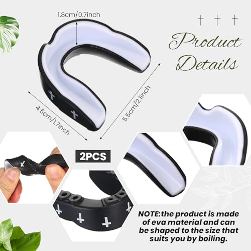 Yaomiao 2 Pcs Mouth Guards Christian Teeth Guards Sport Game Guard & Case Religious MouthGuard Soccer Football Basketball Baseball Wrestling Lacrosse Rugby Boxing Taekwondo - size: Adult, style: Black & Cross