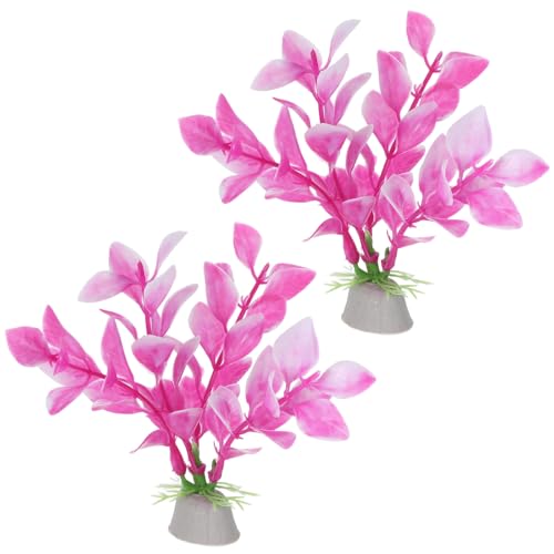 2 Pcs Betta Fish Tank Decor, Plastic Fish Decorations for Tank, Pink Aquarium Plants Ornaments for Betta Fishes Hammock Water Grass Accessories
