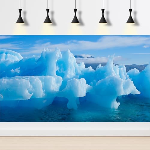 Winter Splendid Iceberg Fish Tank Background Icebergs Formations Closeup Aquarium Background Wintry Frosty Coast Iceberg Terrarium Backgrounds Blue Sky Winter Lake Reptile Tank Backgrounds 24x12in - color: Cold Blue, size: 24(W)x12(H)inches/ 60(W)*30cm(H)
