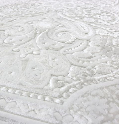 Modefa Muslim Prayer Rug Islam - Ramadan Gifts Set with Prayer Mat & Tasbih Prayer Beads - Soft Plush Islamic Gifts for Women Muslim Gifts for Men - Luxury Velvet Gift Box Set (Paisley Vanilla White) - color: White