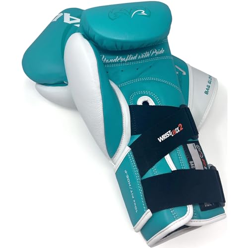 RIVAL Boxing RFX-Guerrero-V Bag Gloves, Multi-Layered Inner Foam Padding (HDEF), Premium Leather, Wrist Lock 2 System - color: Teal/White, size: 10 oz.