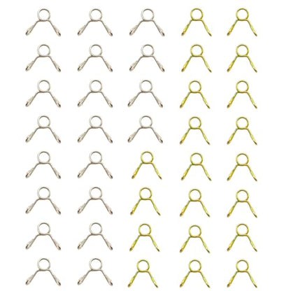 40 PCS Double Wire Air Tubing Clips,Oxygen Pump Tube Retaining Clip Aquarium Hose Clamp,5mm/0.2inch ID Fit 6-6.5mm/0.23-0.25inch OD Hose Fuel Silicone Tube (20PCS Silver,20PCS Gold)