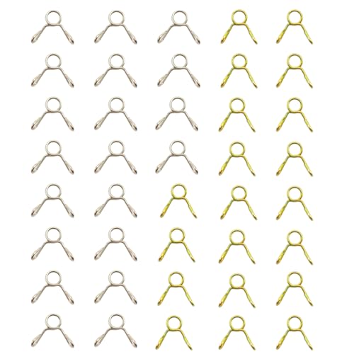 40 PCS Double Wire Air Tubing Clips,Oxygen Pump Tube Retaining Clip Aquarium Hose Clamp,5mm/0.2inch ID Fit 6-6.5mm/0.23-0.25inch OD Hose Fuel Silicone Tube (20PCS Silver,20PCS Gold)