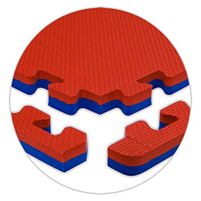 American Floor Mats - Interlocking Puzzle Exercise Gym Mats: Premium Foam Tiles, Wood Foam Tiles, Extreme Foam Tiles - color: Ultimate Red/Royal Blue, size: 3/4" Thick - 25-Pack (100 Sq Ft)