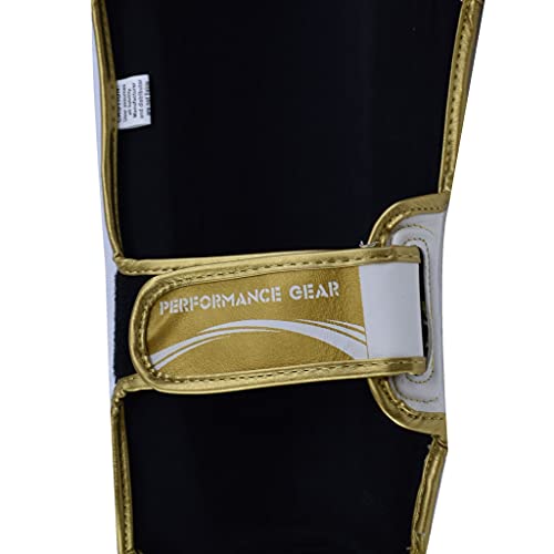 Ultimate - Elite Shin Instep White Gold - Boxing MMA Muay Thai Training Protection - size: Small-Medium