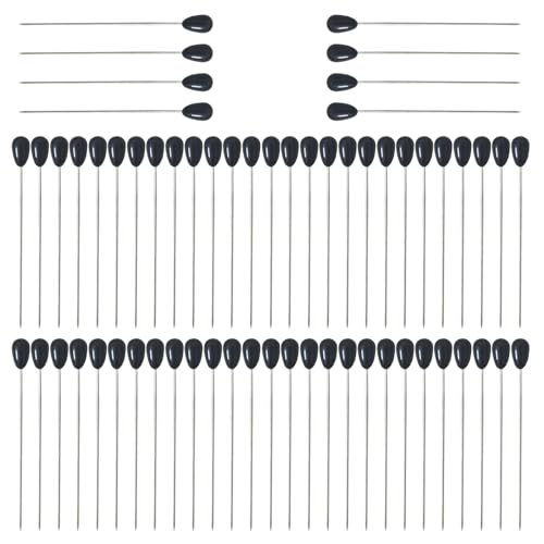 80Pcs Corsage Boutonniere Pins, Black Wedding Bouquet Pins Teardrop Pearl Corsage Pins 2.2-inch Boutonniere Flower Pin Straight Floral Pin for Wedding Bouquet Flower Decor Sewing Craft, SATONBEYI - color: Black, size: 55mm-80P