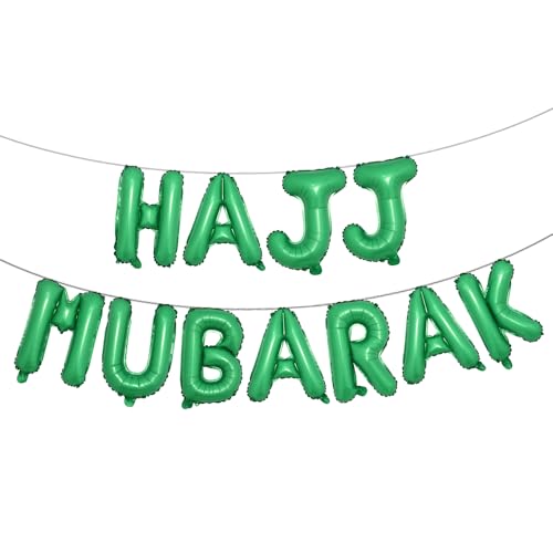 HAJJ MUBARAK Party Balloon for Festival Gathering Decorations Eid Mubarak Party Supplies Decorations (HAJJ MUBARAK Green) - color: Hajj Mubarak Green
