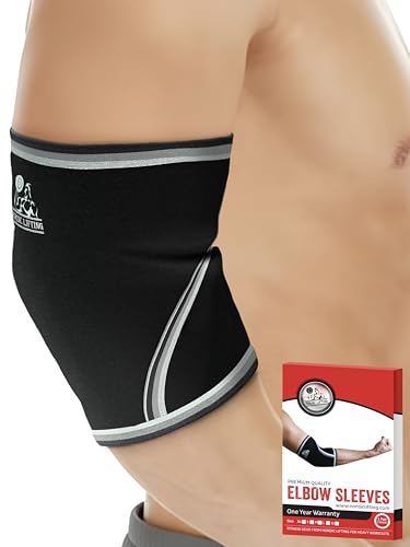 Elbow Sleeves (1 Pair) for Weightlifting, Powerlifting & Cross-Training - 5mm Neoprene Support for Men & Women - size: X-Large