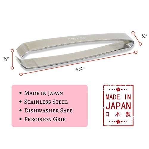 Made In Japan Fish Bone Tweezers (2-pack) - Non-Slip, Precision Grip - Debone Salmon, Bass, Catfish - Stainless Steel Handmade Japanese Craftsmanship (4 3/4") - size: 4 3/4" - 2 pack