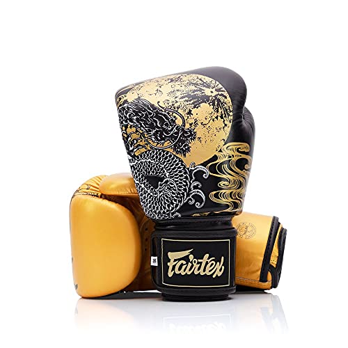 Fairtex BGV26 Harmony Boxing Gloves, Leather Muay Thai MMA Kickboxing Gear | Full-grain hide with triple-layer foam padding. Ventilated wrist strap outfit features Phoenix silkscreen for bag workouts - size: 14oz