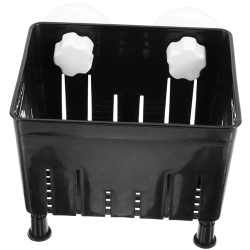 Mikikit 1 Set Aquarium Fish Breeding Box Tortoise Hatching Isolation Box with Feeding Trough Lightweight Divider for Betta Fish Nursery Legs Suction Cups - color: Black