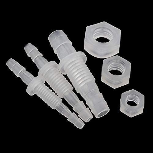 3/8" Hose ID barb Thru-Bulk Bulkhead Fittings Union Adapter Plastic Fittings with Stainless Steel Washers for Aquarium Water/Fuel/Air (Pack of 6) - size: 3/8 Inch, style: 6