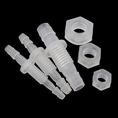 3/8" Hose ID barb Thru-Bulk Bulkhead Fittings Union Adapter Plastic Fittings with Stainless Steel Washers for Aquarium Water/Fuel/Air (Pack of 6) - size: 3/8 Inch, style: 6