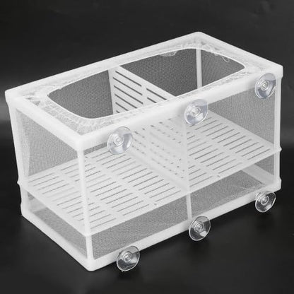 Aquarium Breeder Box with Suction Cups Partition Design Detachable Isolation Hatchery for Fish Fry Tank Breeding(L with Partition) - size: L (with Partition)