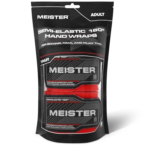 Meister Adult 180" Semi-Elastic Hand Wraps for MMA & Boxing (Pair) - color: American